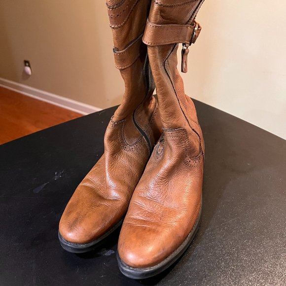 Hobbs of London tan leather UK42/us 12 tall zippered boot - Picture 8 of 10